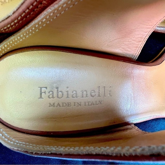 FABIANELLI SOFT LEATHER CHUNKY BLOCK HEEL TAN SLIDE SANDALS SIZE 10 EUC - Picture 9 of 10